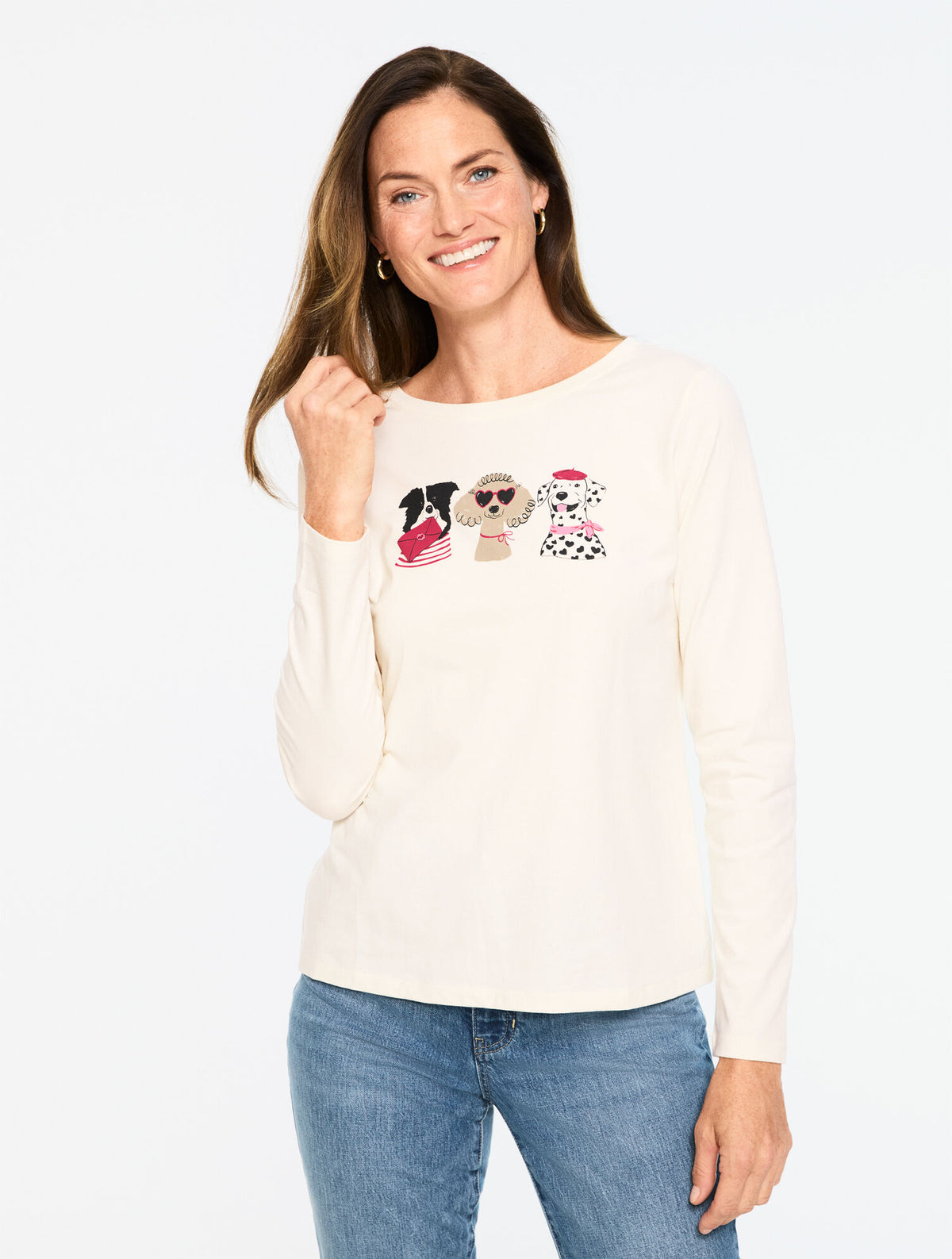 Talbots LONG SLEEVE CREWNECK TEE - LOVELY DOGS
