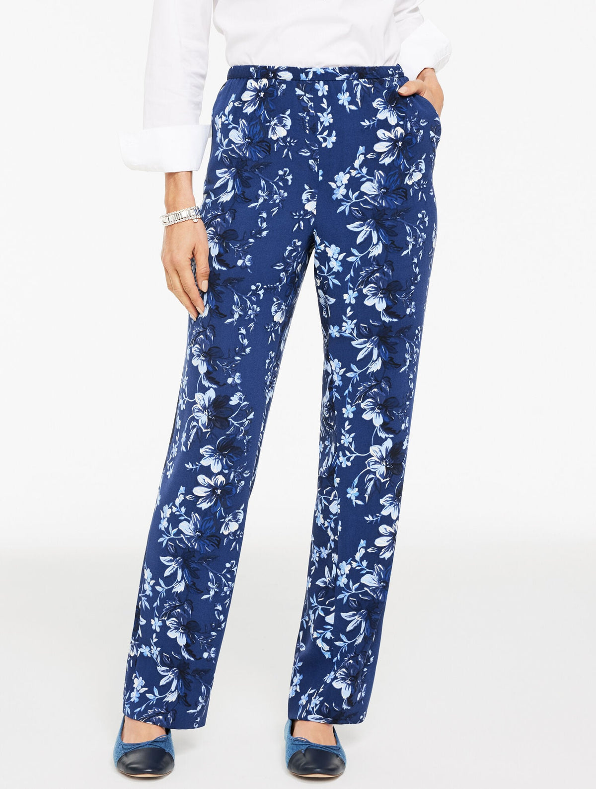 Talbots STRAIGHT LEG PULL-ON PANTS - EXQUISITE BLOOMS