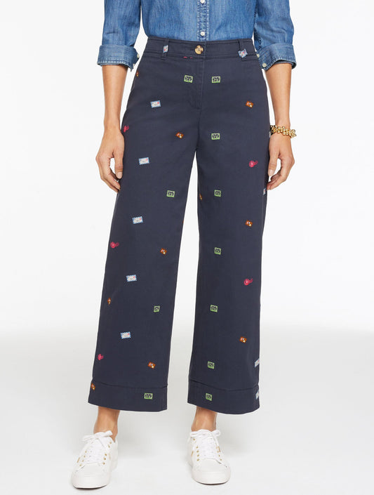 Talbots WIDE ANKLE HERITAGE TWILL PANTS - WANDERLUST STAMPS