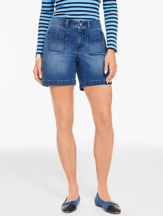 Talbots PATCH POCKET DENIM SHORTS - WILEY WASH
