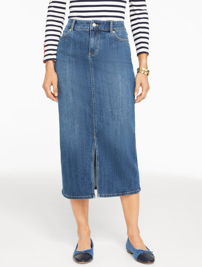 Talbots DENIM MIDI SKIRT - MIRAMAR WASH