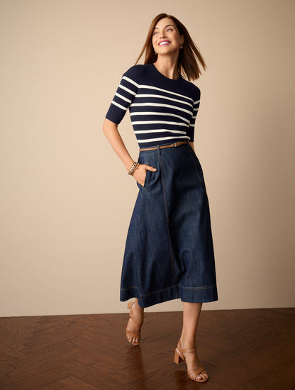 Talbots DENIM FIT & FLARE SKIRT - SAUSALITO WASH