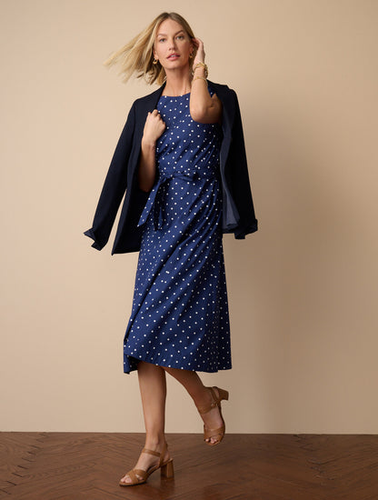 Talbots CAP SLEEVE POPLIN FIT & FLARE DRESS - GARDEN DOT