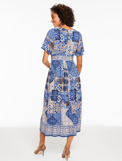 Talbots SHORT SLEEVE FIT & FLARE DRESS - CASABLANCA