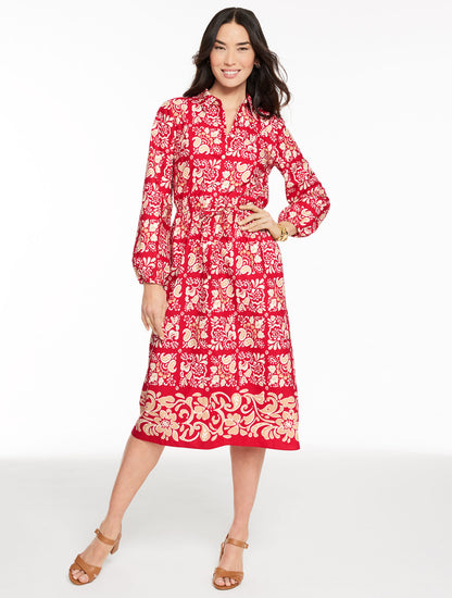 Talbots MODERN POPLIN SHIRTDRESS - JACOBEAN BORDER