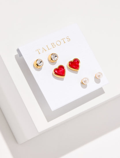 Talbots ROMANTIC HEARTS STUD EARRING SET