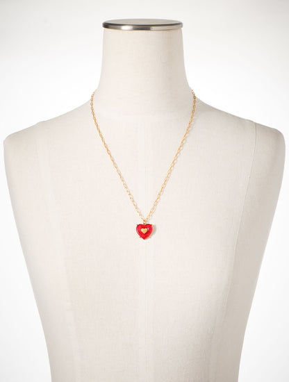 Talbots RED VELVET HEART PENDANT NECKLACE