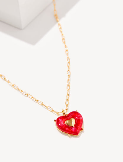 Talbots RED VELVET HEART PENDANT NECKLACE