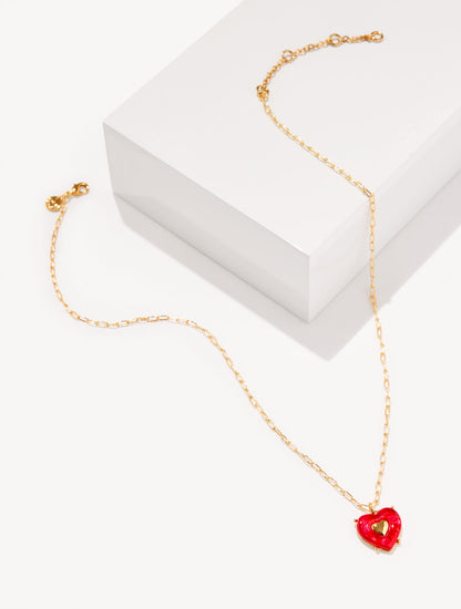 Talbots RED VELVET HEART PENDANT NECKLACE