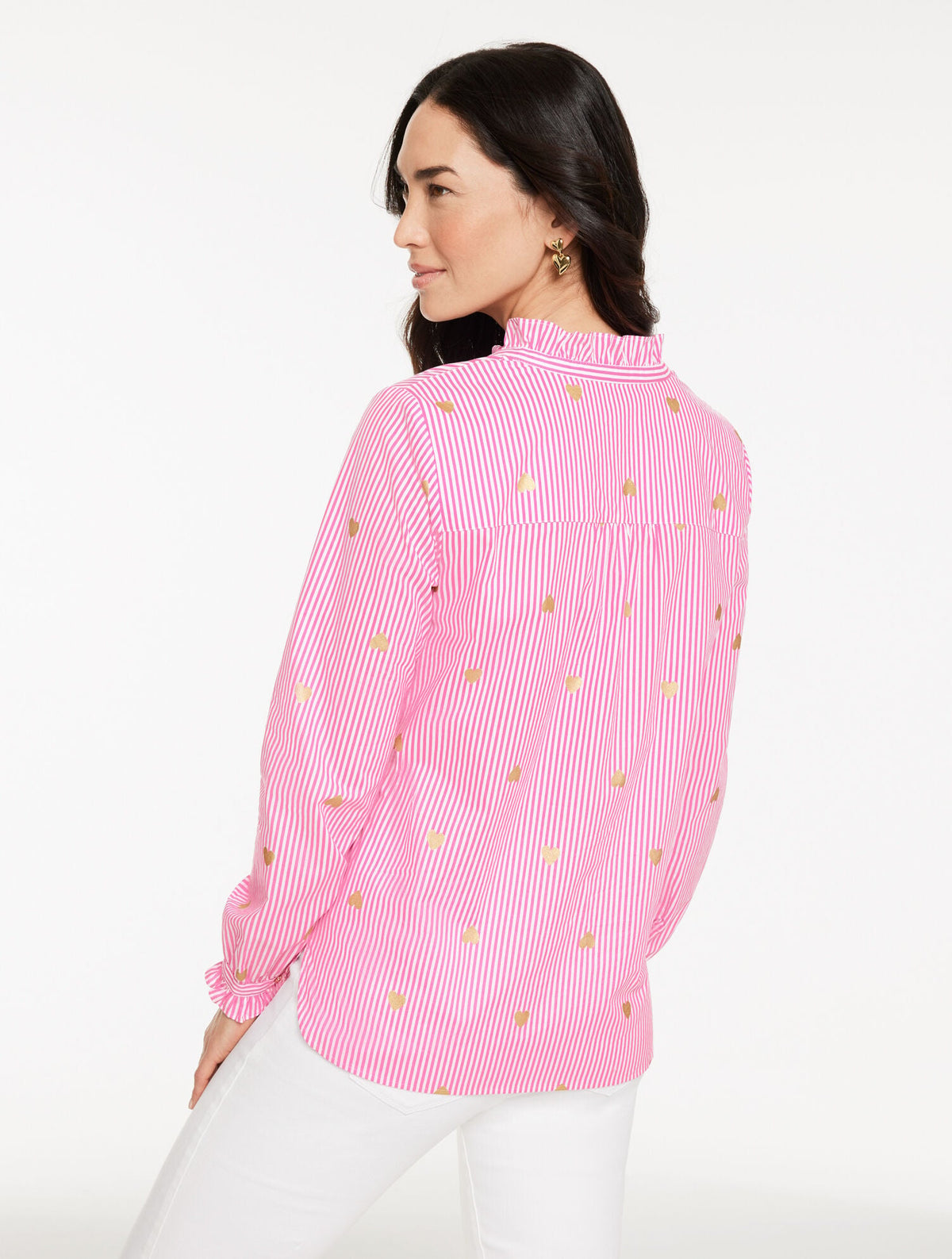 Talbots HEART STRIPE POPLIN TOP