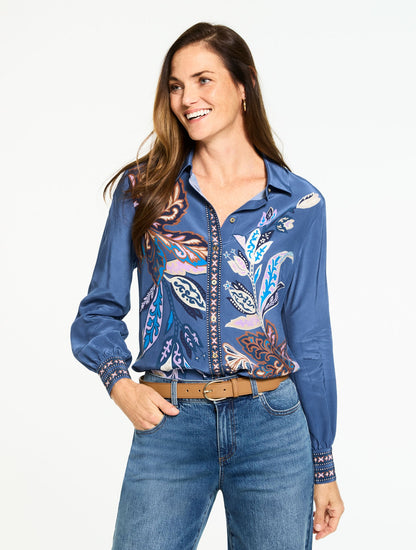 Talbots BUTTON FRONT SOFT SHIRT - INTRICATE JACOBEAN