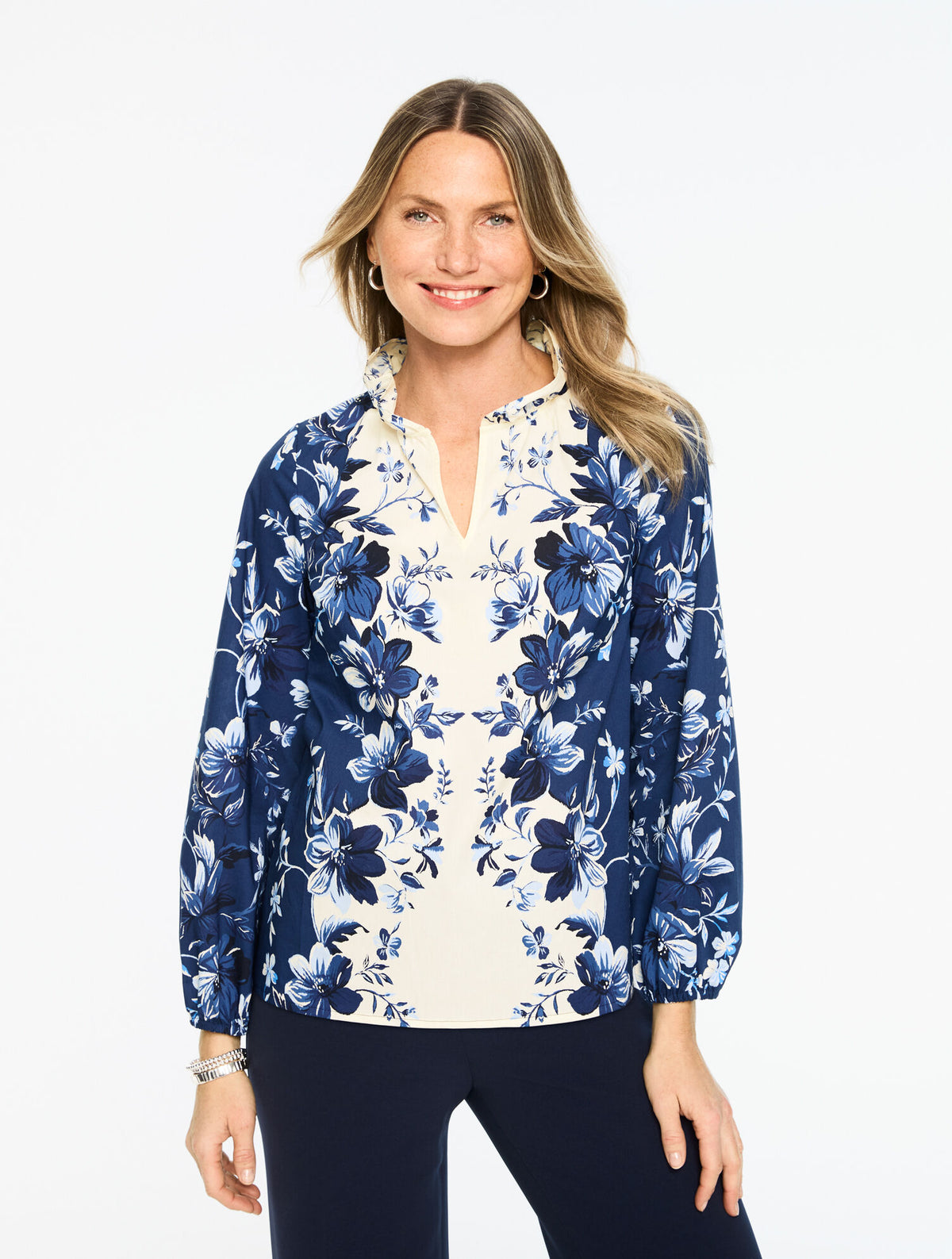 Talbots EXQUISITE BLOOMS POPLIN TOP