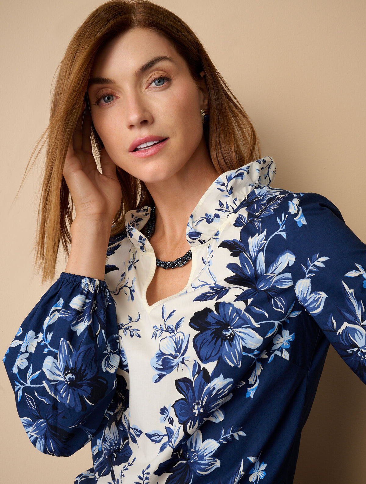 Talbots EXQUISITE BLOOMS POPLIN TOP