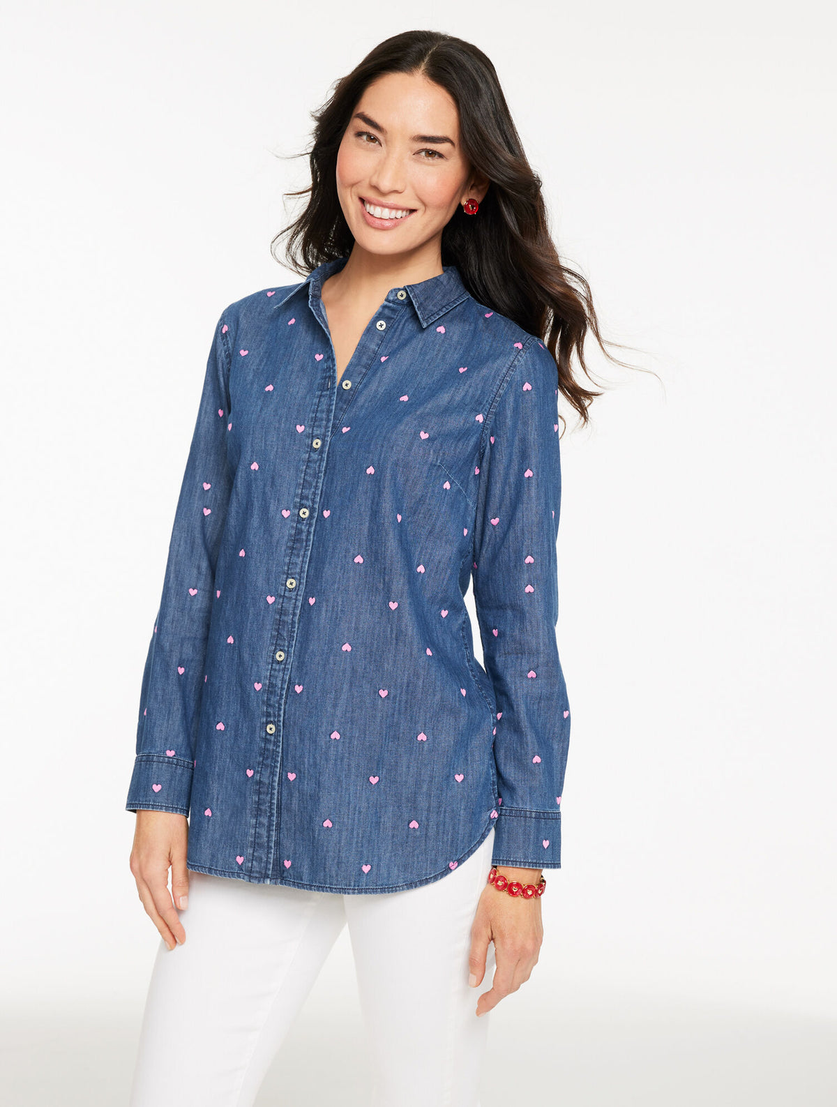 Talbots DENIM BUTTON FRONT SHIRT - VALENTINE HEART