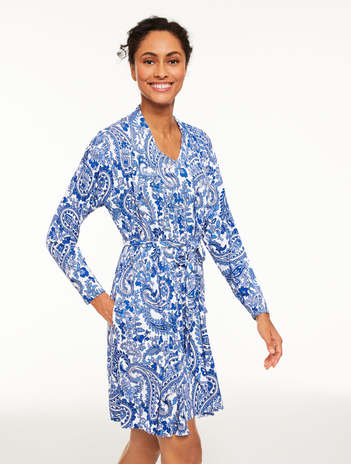 Talbots TALBOTS X SOMA COOL NIGHTS SHORT ROBE - ALLYAH PAISLEY