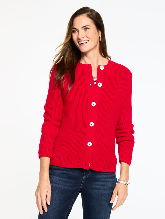 Talbots SHAKER STITCH CREWNECK CARDIGAN