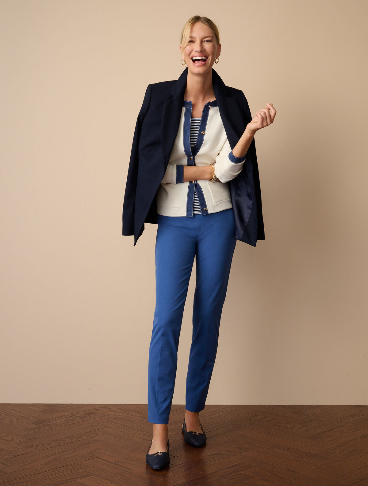 Talbots DENIM TRIM CARDIGAN