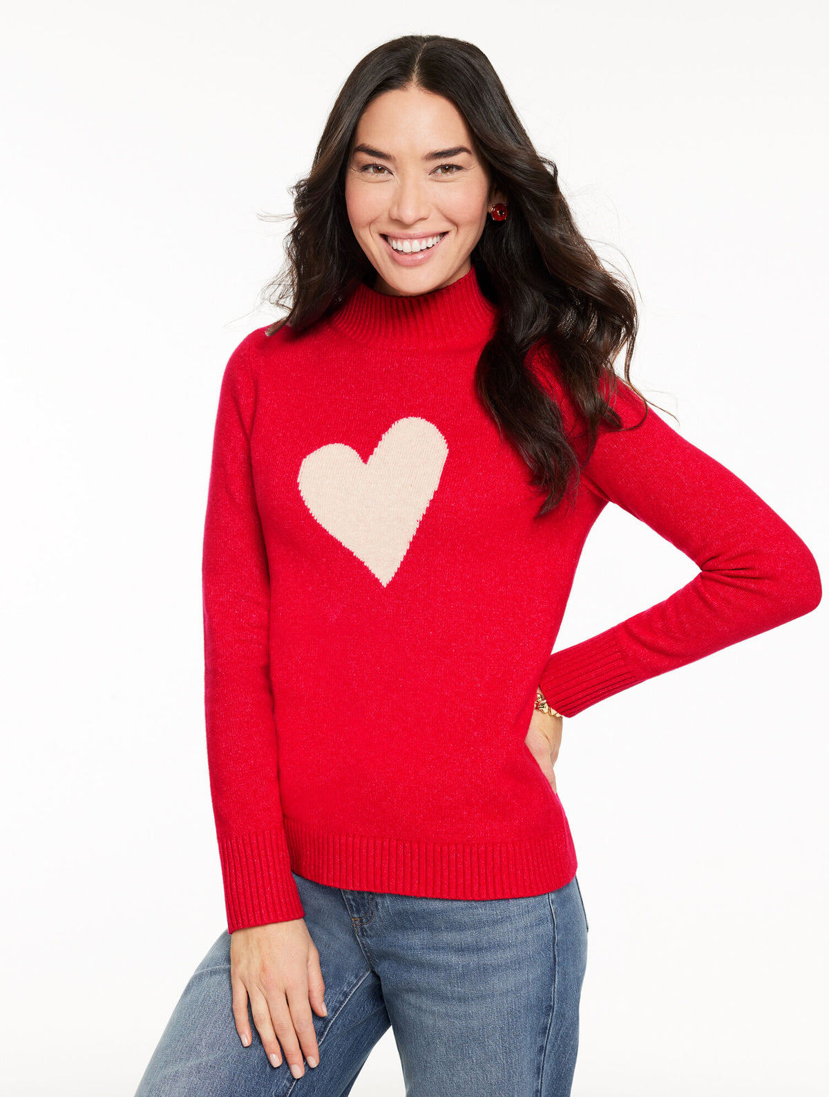 Talbots MOCKNECK PULLOVER - INTARSIA HEART