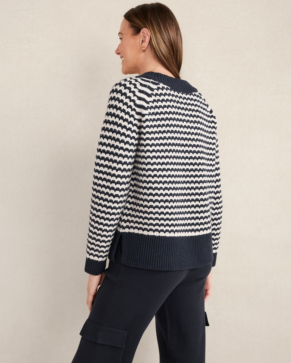 Talbots ORGANIC COTTON BLEND TWO-TONE V-NECK SWEATER