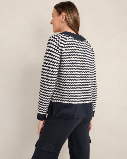 Talbots ORGANIC COTTON BLEND TWO-TONE V-NECK SWEATER