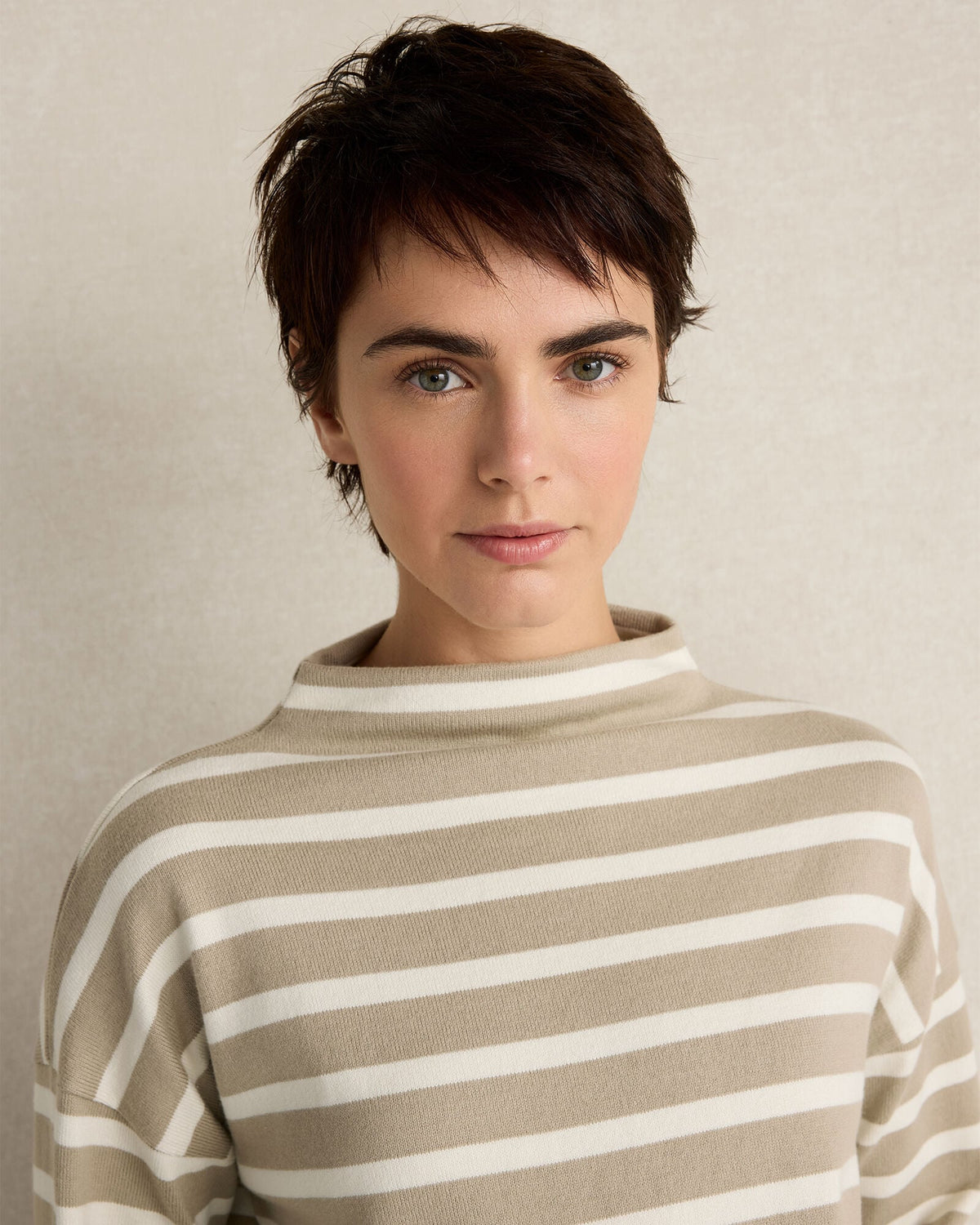 Talbots ORGANIC COTTON FUNNEL NECK STRIPED PULLOVER