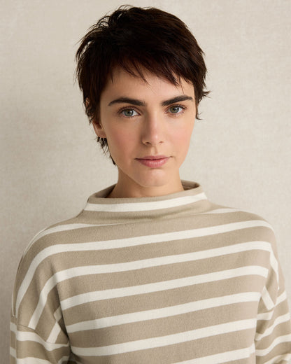 Talbots ORGANIC COTTON FUNNEL NECK STRIPED PULLOVER