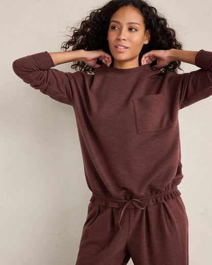 Talbots FLEECE CINCHED CREWNECK