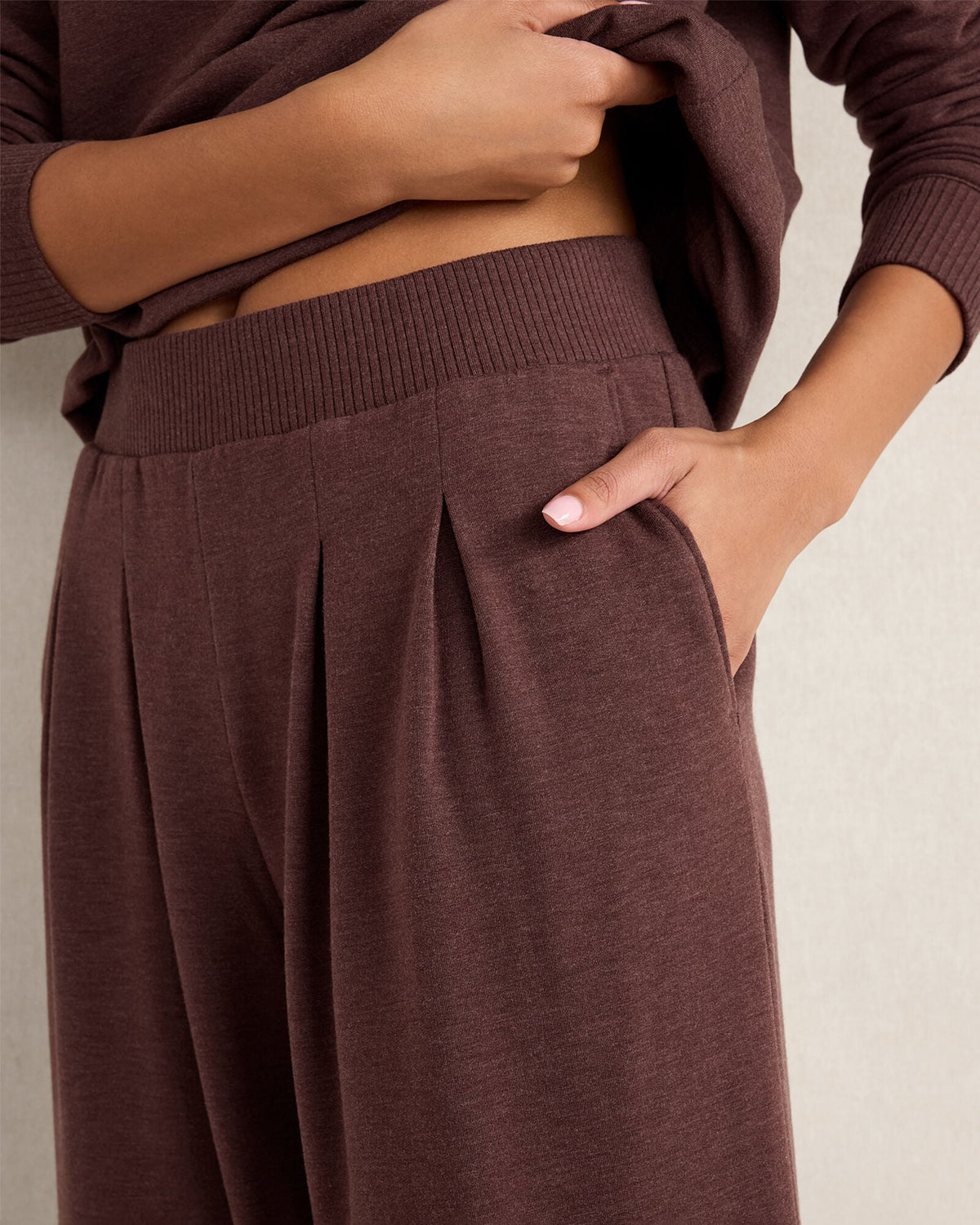 Talbots FLEECE PLEATED WIDE LEG PANTS