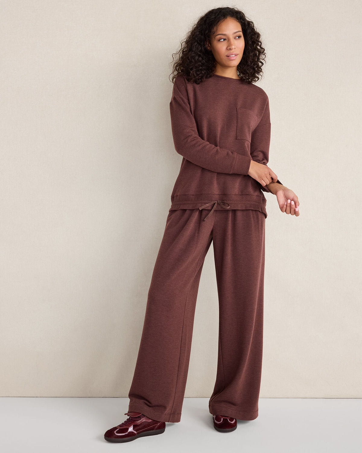 Talbots FLEECE PLEATED WIDE LEG PANTS