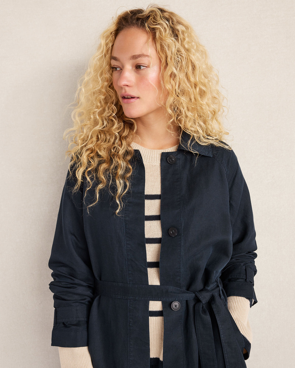 Talbots LINEN BLEND DOBBY TRENCH COAT