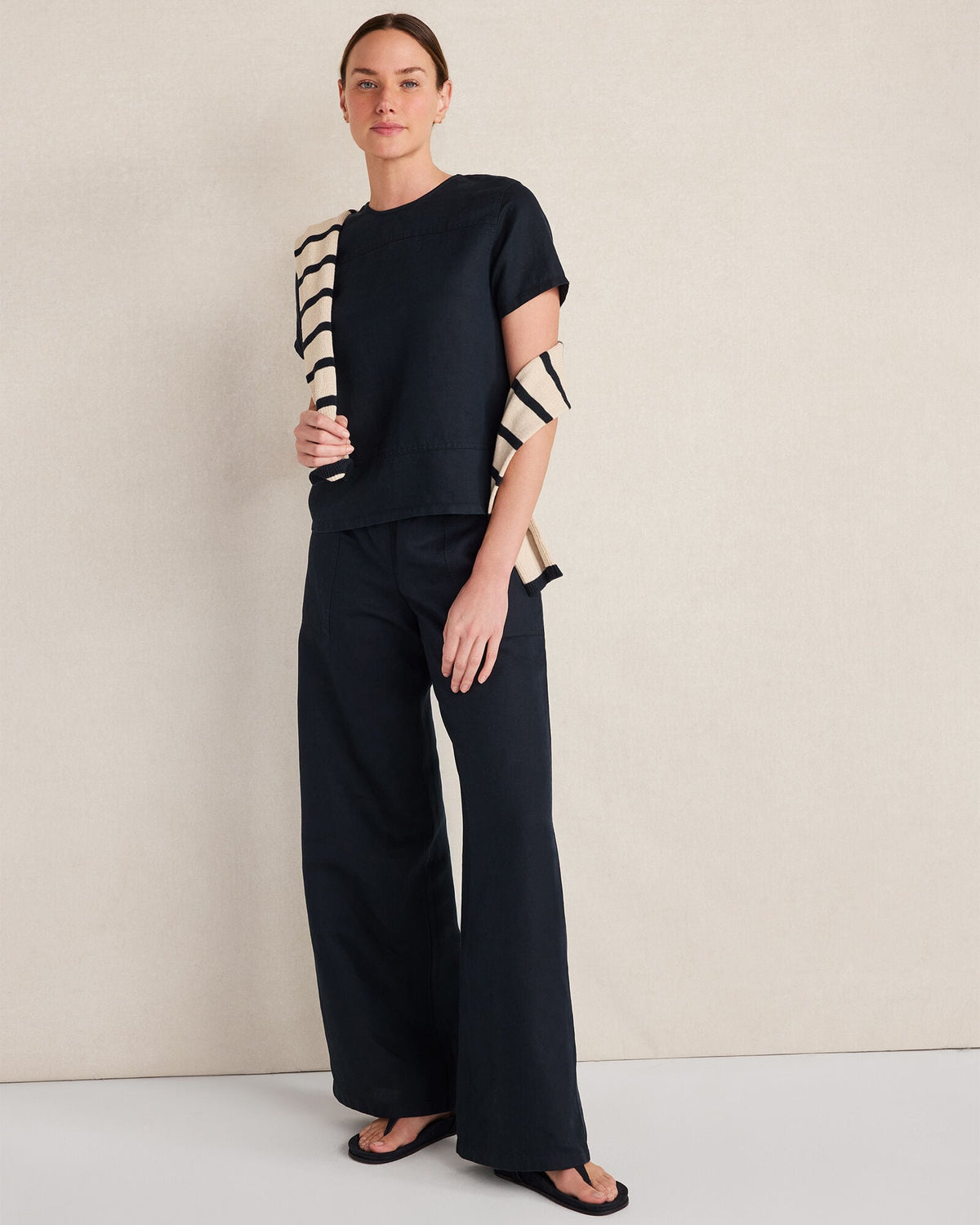 Talbots LINEN BLEND DOBBY WIDE LEG PANTS