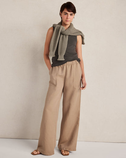 Talbots LINEN BLEND DOBBY WIDE LEG PANTS