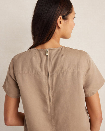 Talbots LINEN BLEND DOBBY SHORT SLEEVE TOP