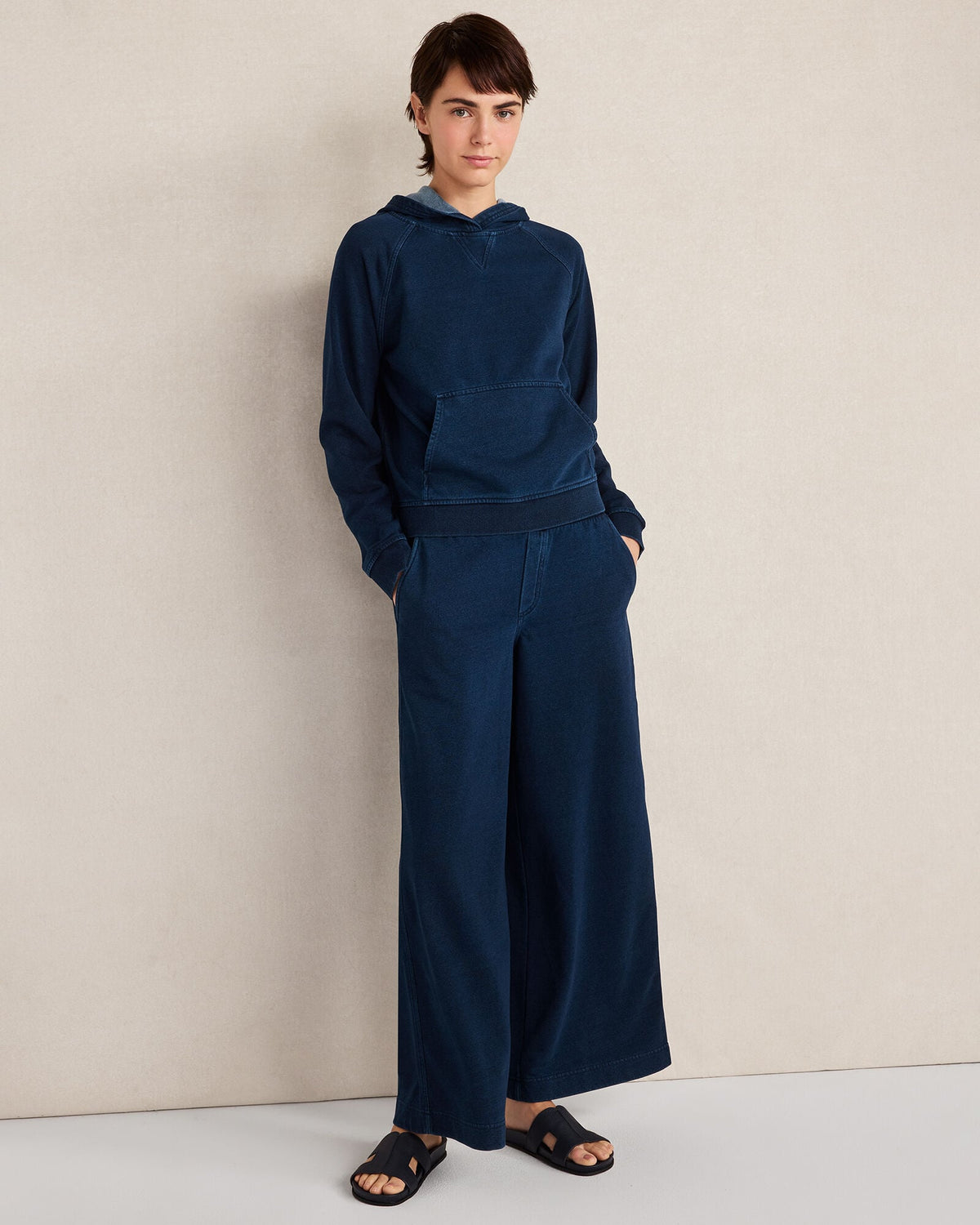 Talbots INDIGO COTTON TERRY WIDE LEG PANTS