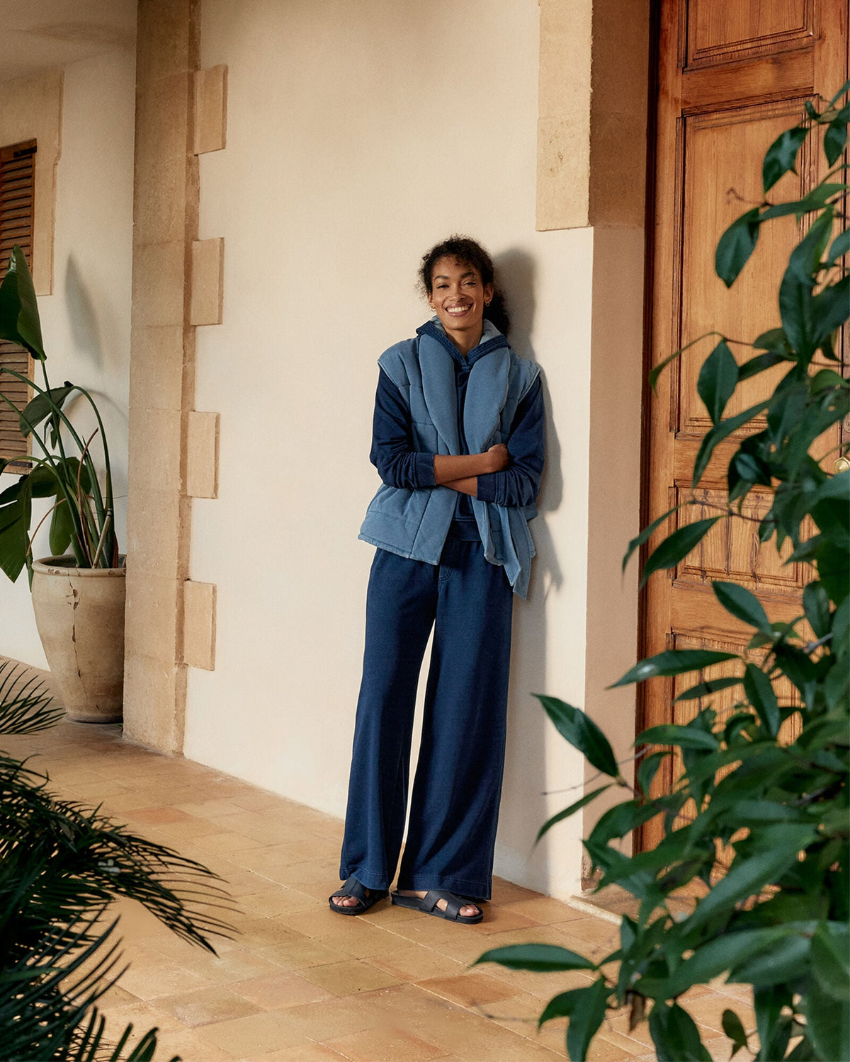 Talbots INDIGO COTTON TERRY WIDE LEG PANTS