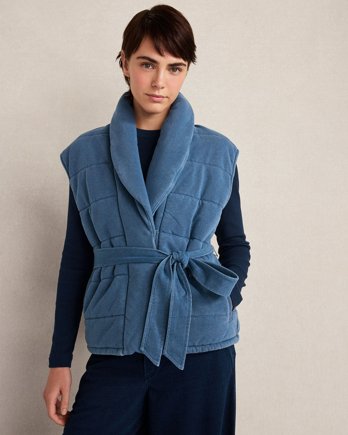 Talbots INDIGO COTTON TERRY QUILTED VEST