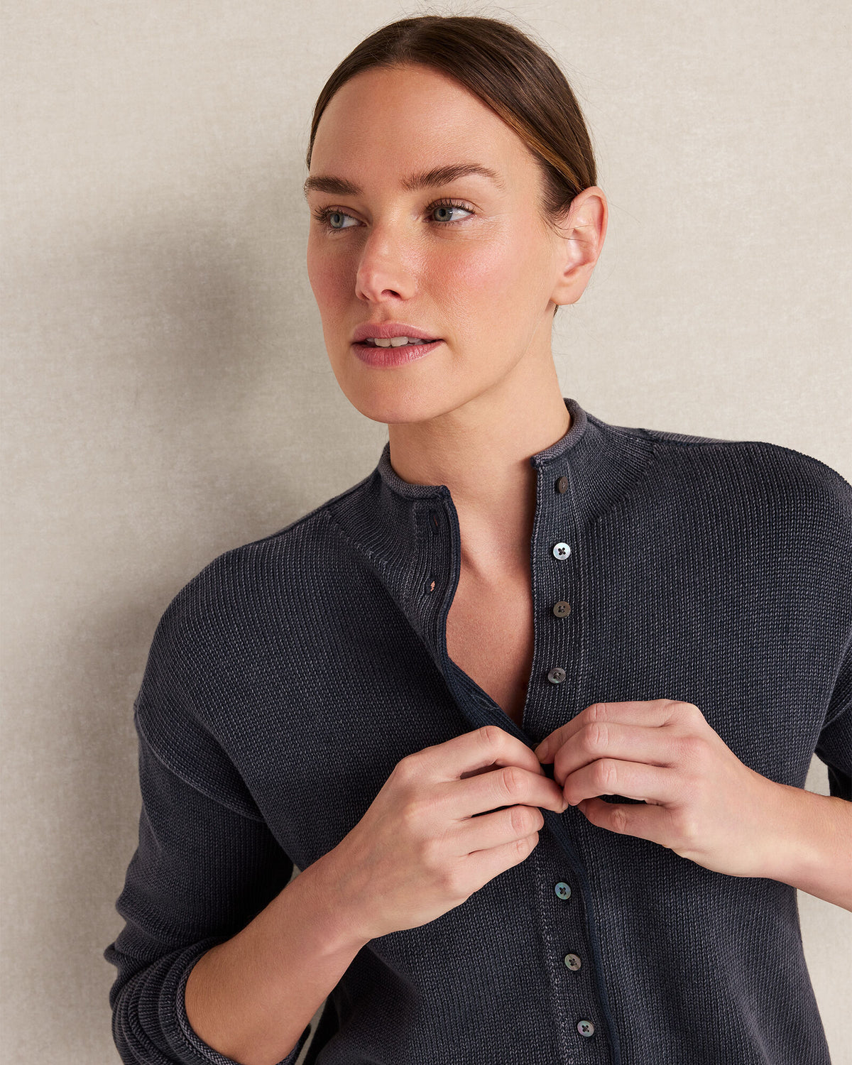 Talbots ORGANIC COTTON ROLL NECK CARDIGAN