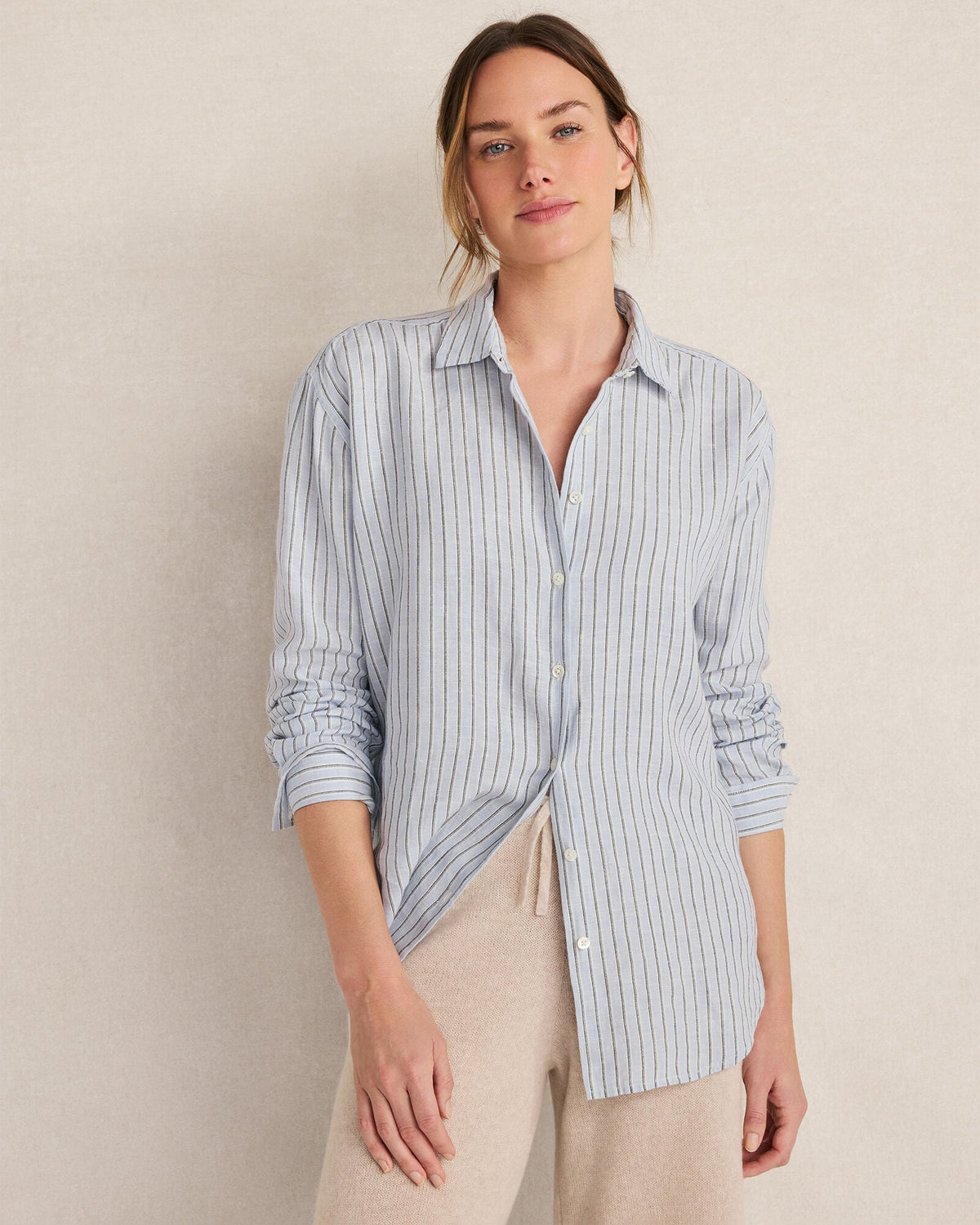 Talbots THE DAILY SHIRT IN LINEN STRIPE