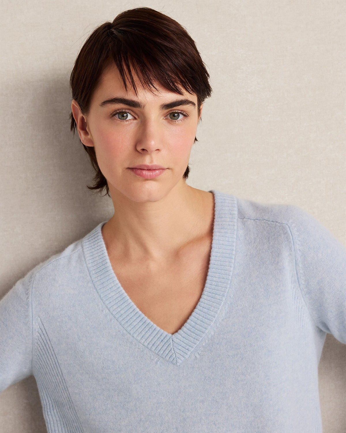 Talbots CASHMERE SADDLE SHOULDER V-NECK SWEATER