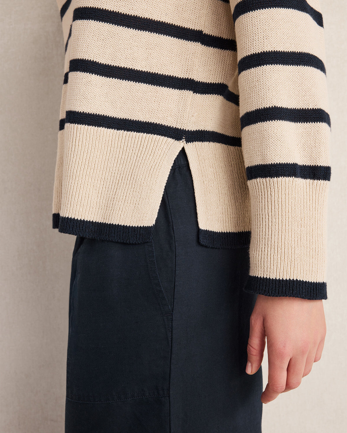 Talbots ORGANIC COTTON LINEN STRIPE CREWNECK