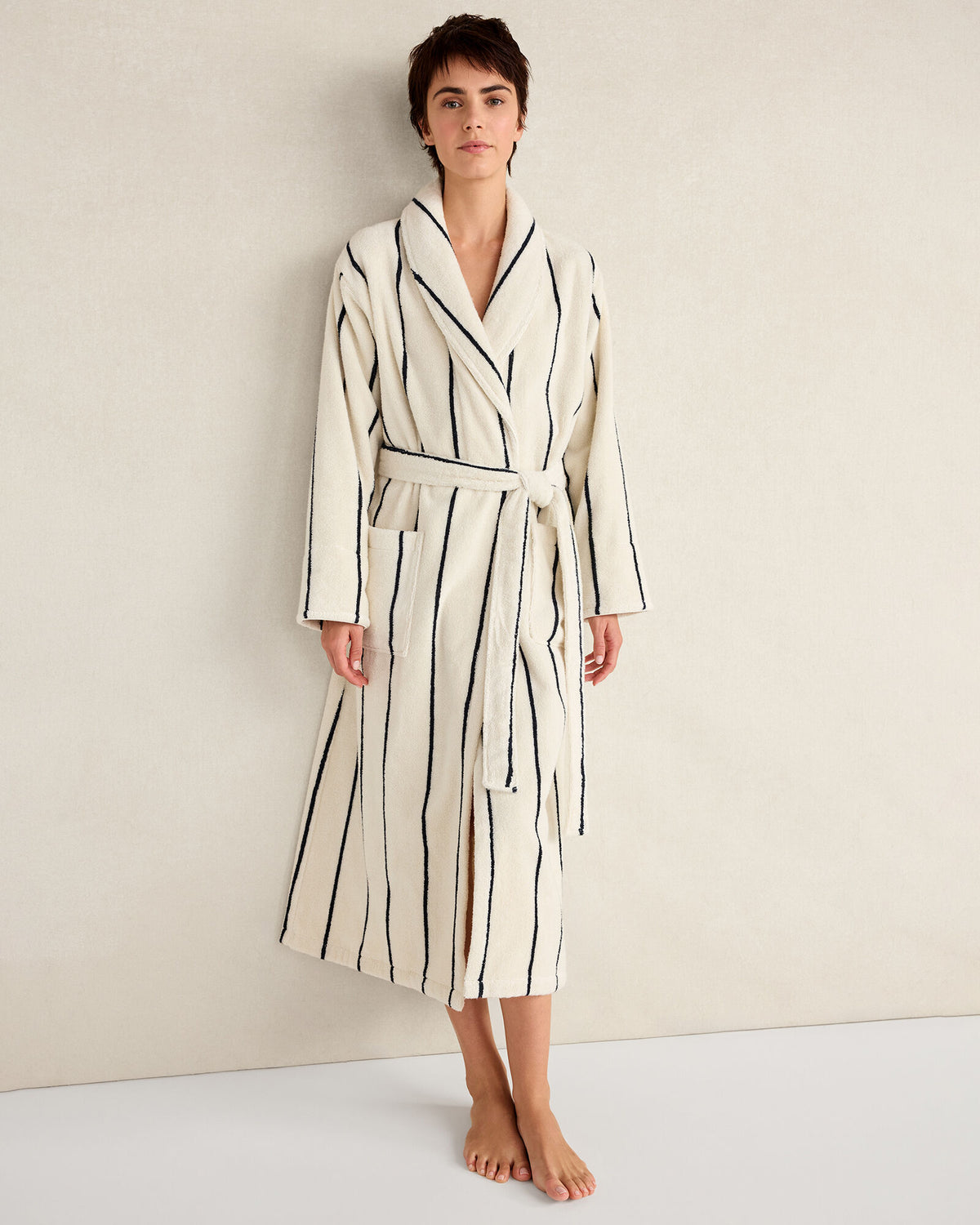 Talbots PLUSH TERRY STRIPED ROBE + TOTE SET