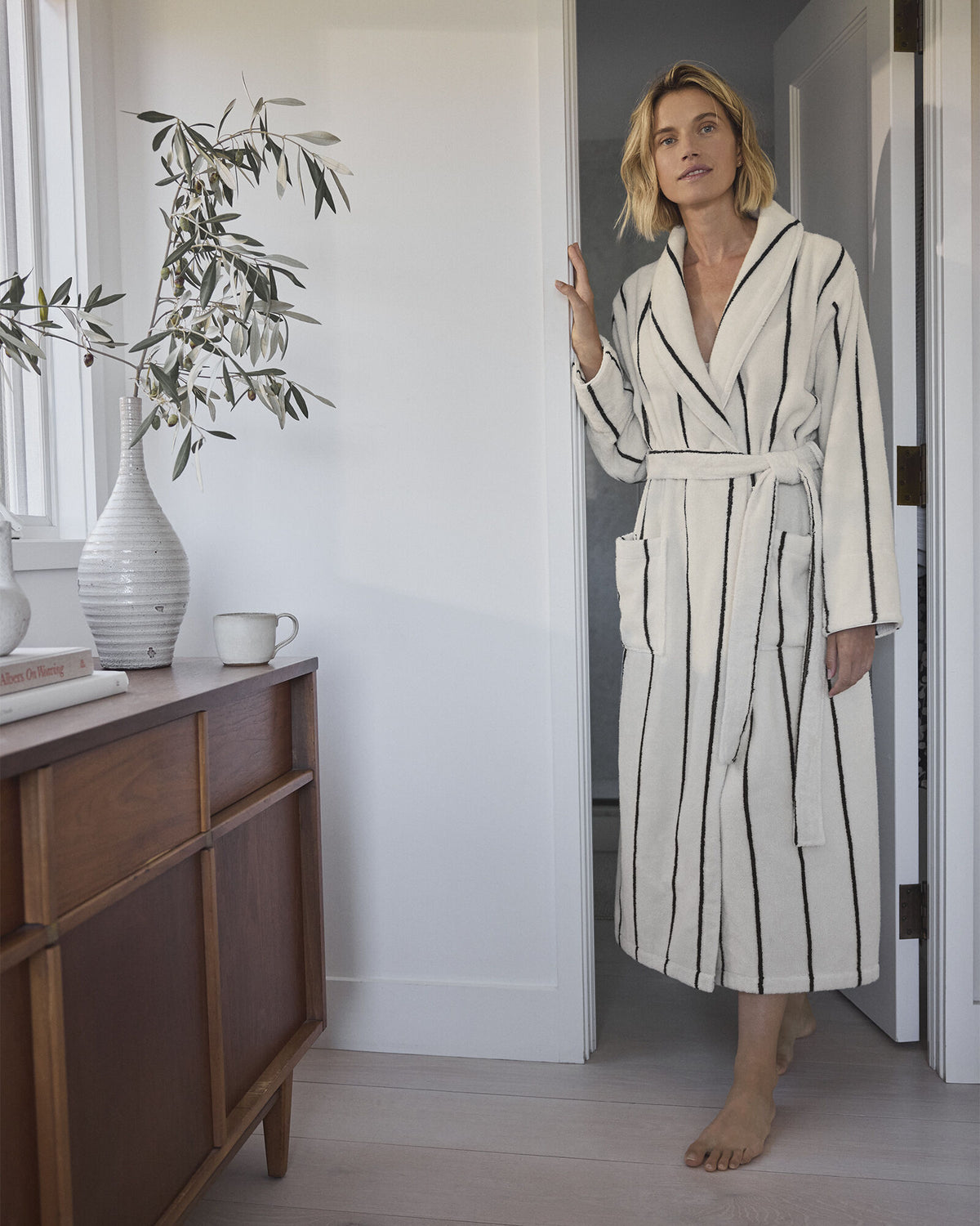Talbots PLUSH TERRY STRIPED ROBE + TOTE SET