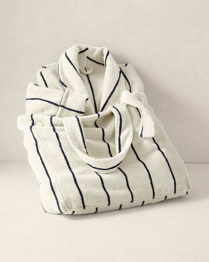 Talbots PLUSH TERRY STRIPED ROBE + TOTE SET