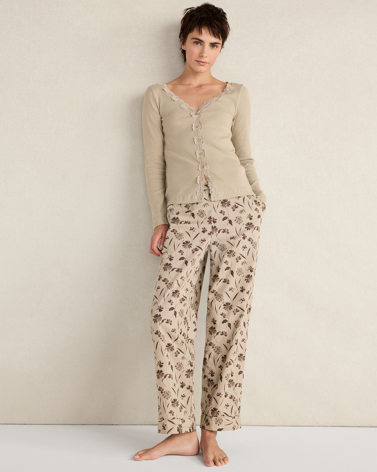 Talbots ORGANIC COTTON POPLIN SCATTERED FLORAL PAJAMA PANTS