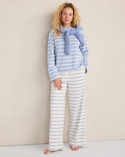 Talbots BRUSHED COTTON INTERLOCK STRIPE CREWNECK