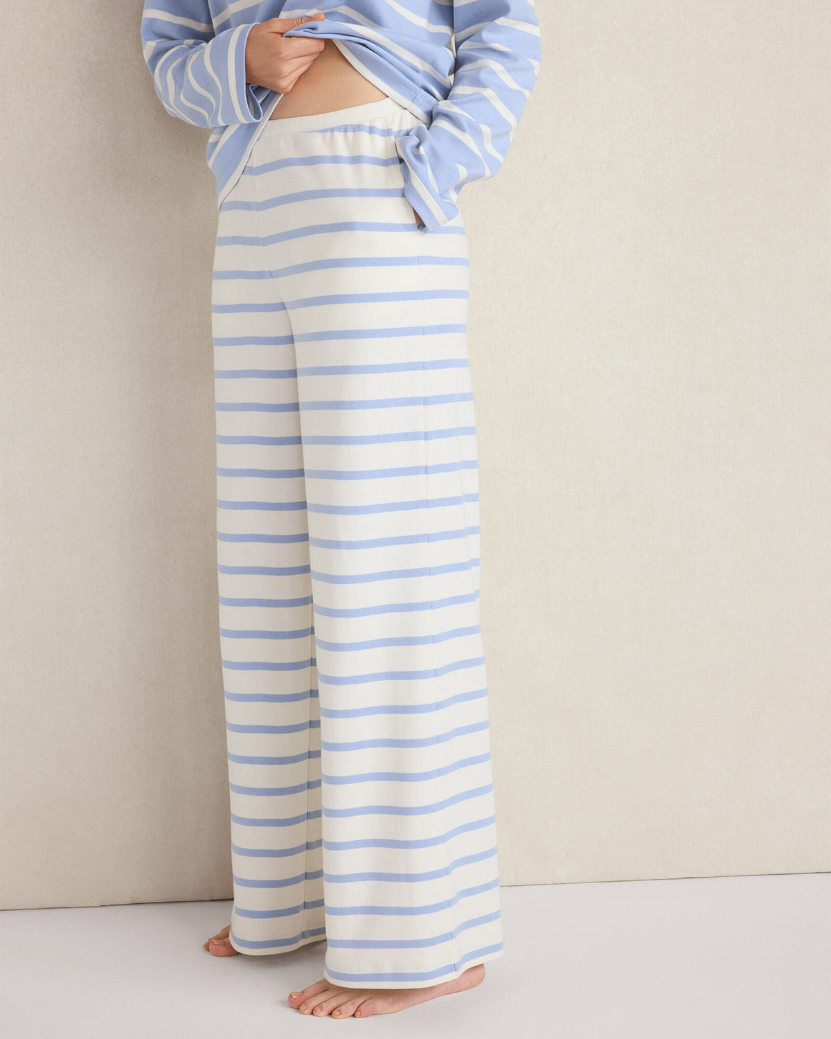 Talbots BRUSHED COTTON INTERLOCK STRIPE PANTS