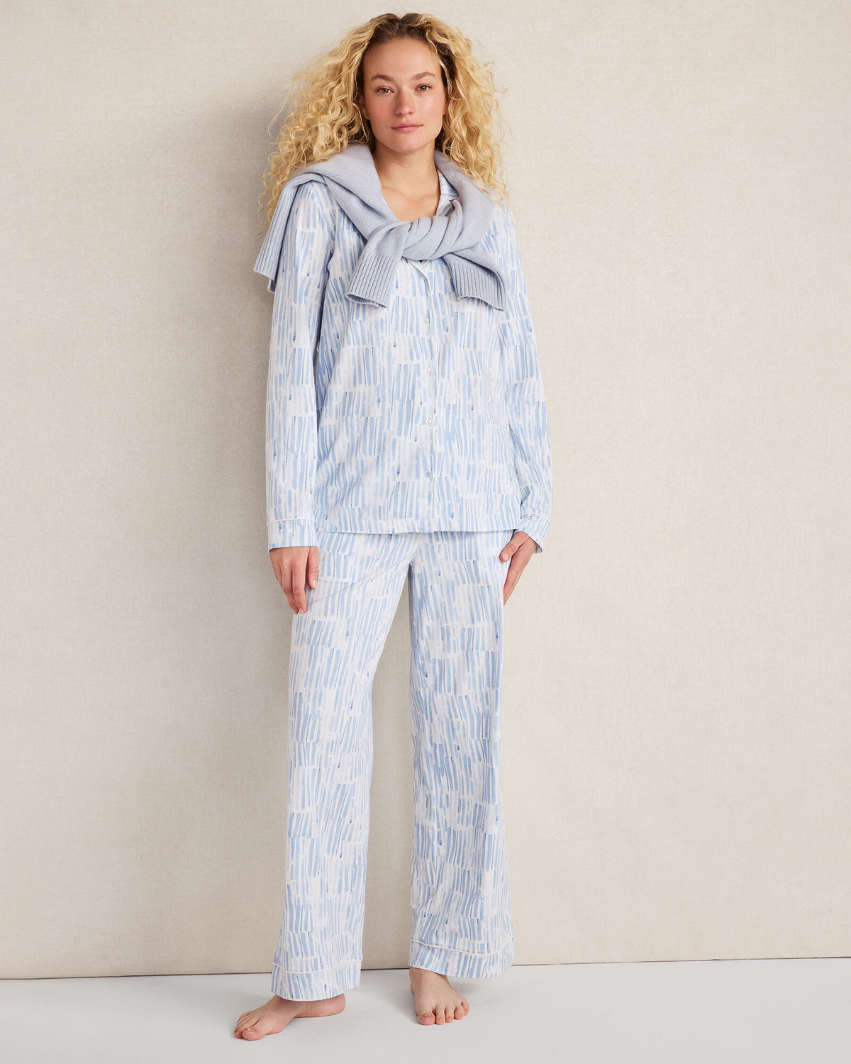 Talbots ORGANIC COTTON JERSEY WATERCOLOR WAVE PAJAMA TOP